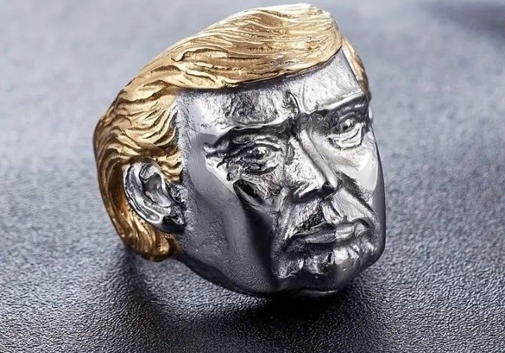 Men's Stainless Steel Trump Face Gold/ Silver Tone Ring