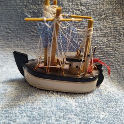 Vintage Mini Wooden Shrimping Boat