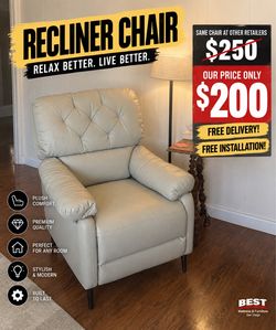 Brand New Luxury Beige Recliner Chair – $200