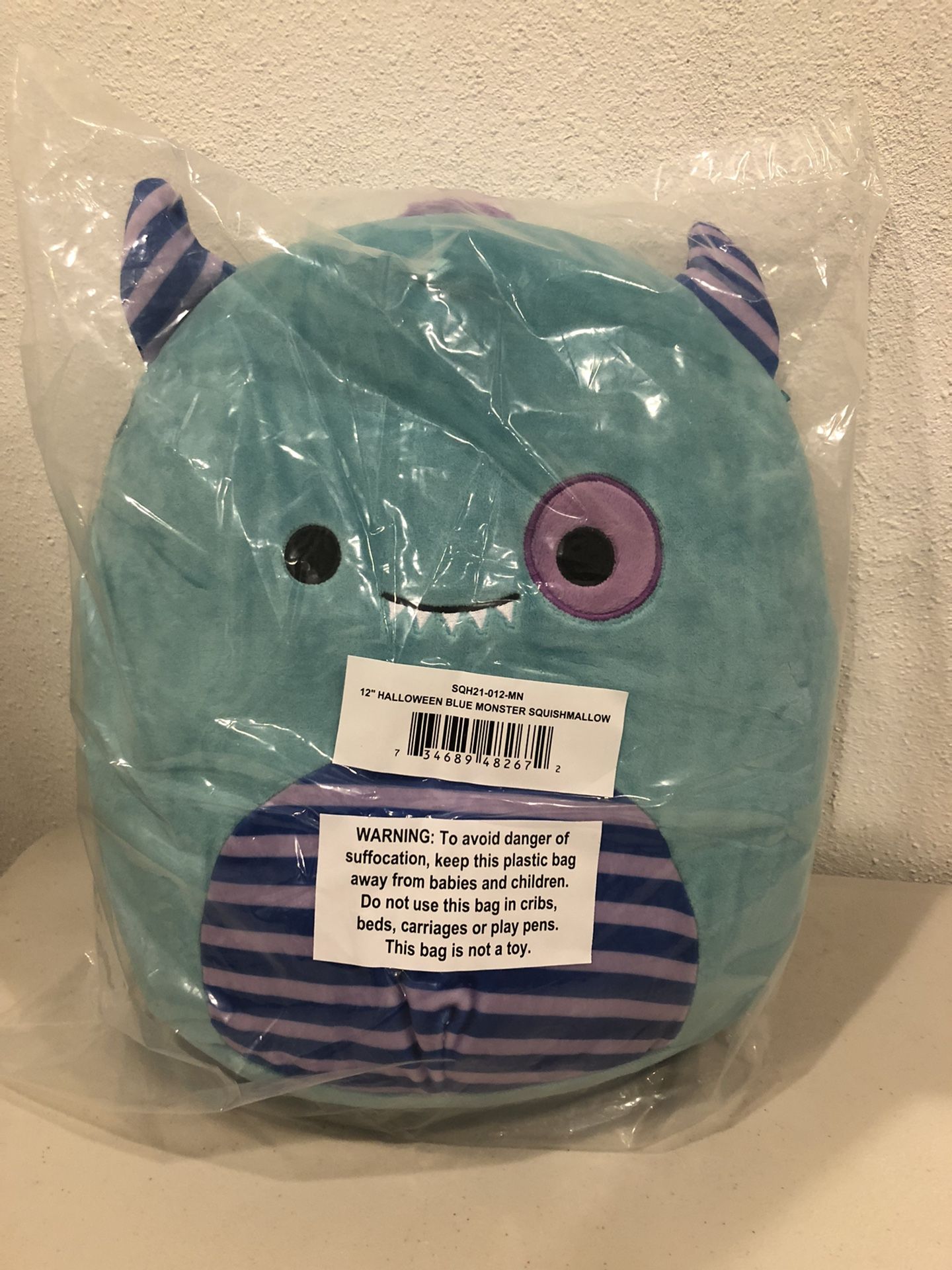 12” Rorty Squishmallow Blue Striped Monster