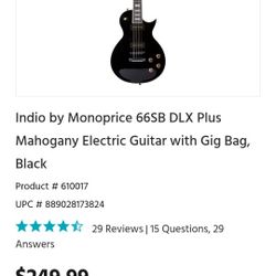Indio by Monoprice 66SB DLX Plus Mahogany Electric Guitar with Gig Bag, BlackCustomer Reviews
66 DLX Plus Electric Guitar
 
Indio™ by Monoprice™
66SB 