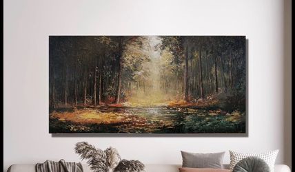 canvas wall art landscape yellow forest mystical art 20*40