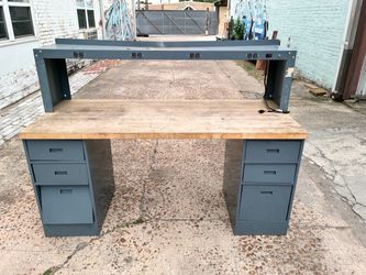 Industrial Workbench with Butcher Block Top