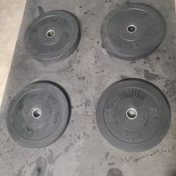 Bumper Olympic Weight Set Includes 2x45lbs & 2x25lbs Thats 140lbs All Together Selling All For  $160