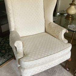 Vintage Pembrook Wingback Side accent chair Beige Embossed finish 