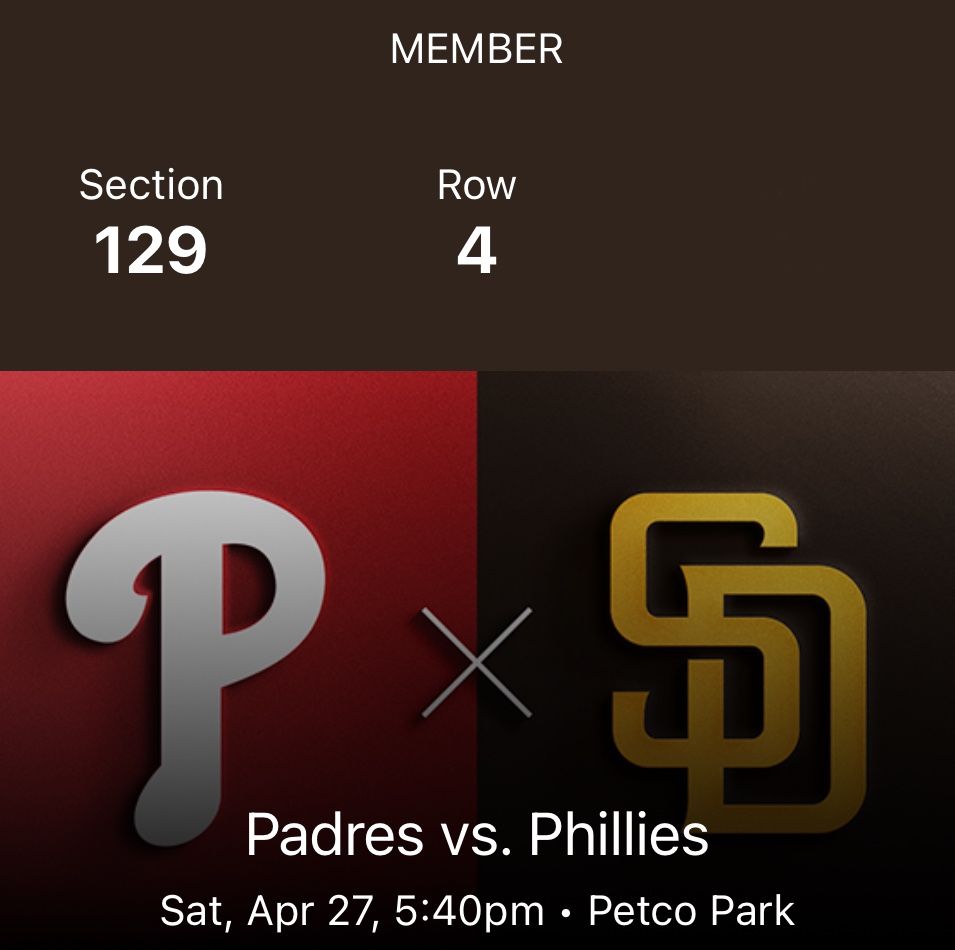 Padres vs Phillies 4/27 - Section 129