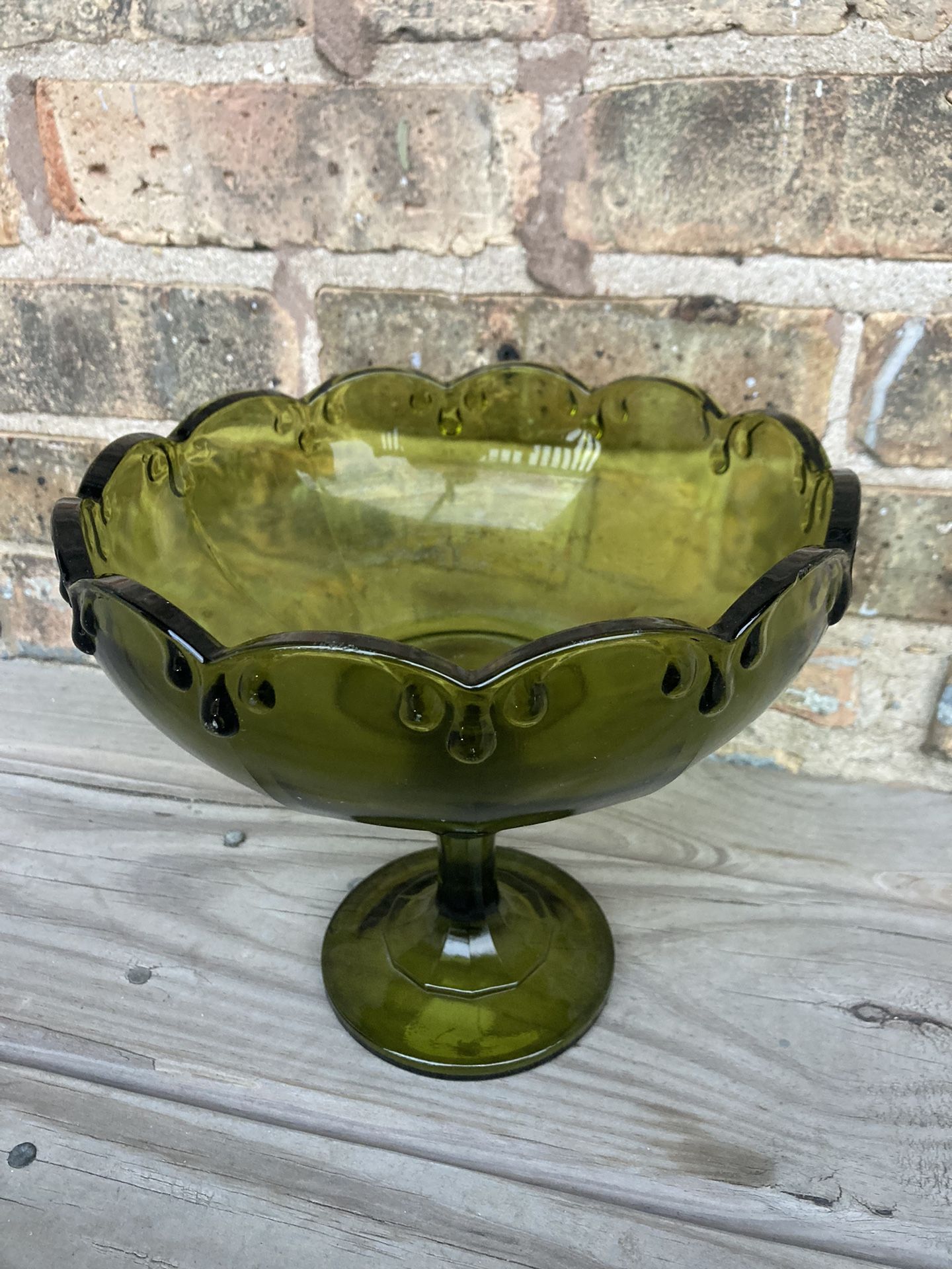 Green Glass Fruit Bowl