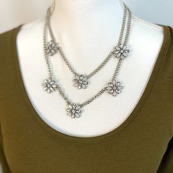 Ann Taylor LOFT Baby Blue Flower Statement Necklace