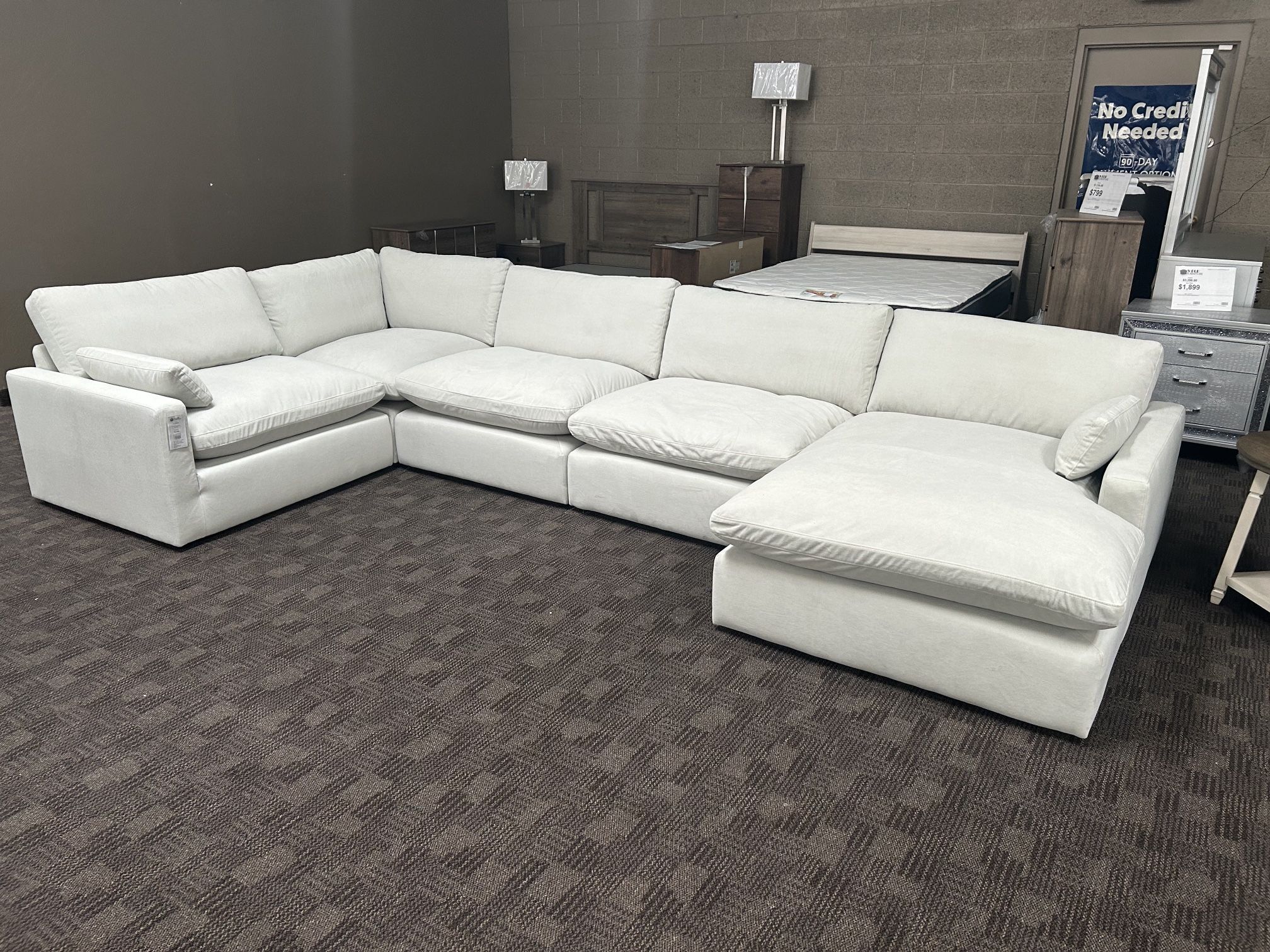 White Grey Cloud Feather Sectional Couch