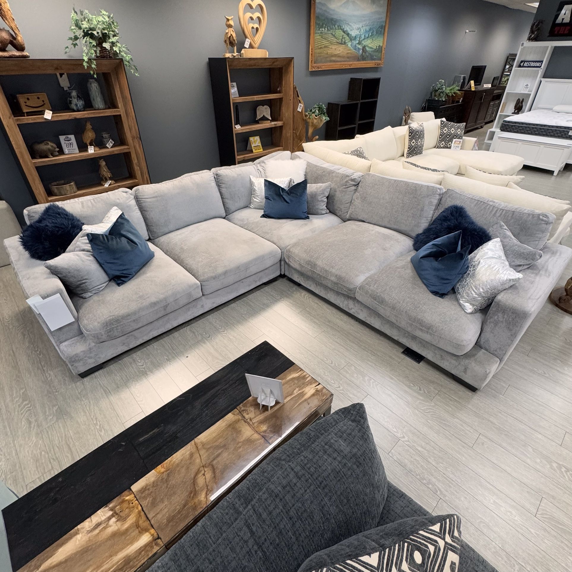 SALE! Grey Fabric Deep Seat Sectional - Miami