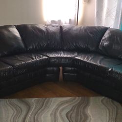 Black Faux Leather Sectional 