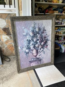 Large Floral Centerpiece Framed Picture
