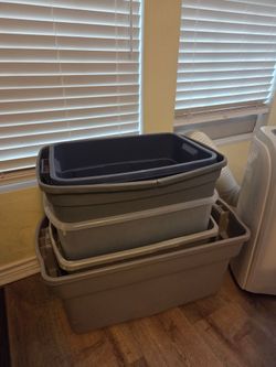 Containers/ storage / totes / resellers / plastic bins / garage/ organize / box