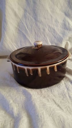 Vintage Brown Drip Glaze Casserole