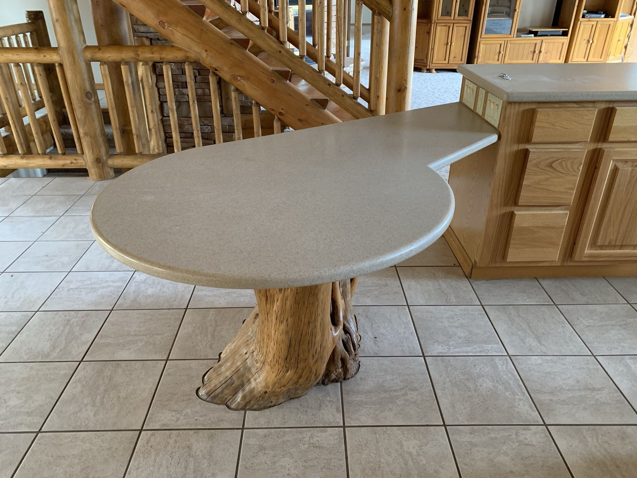 Corian Tabletop On Solid Tree Trunk