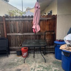 Glass Table With Umbrella
