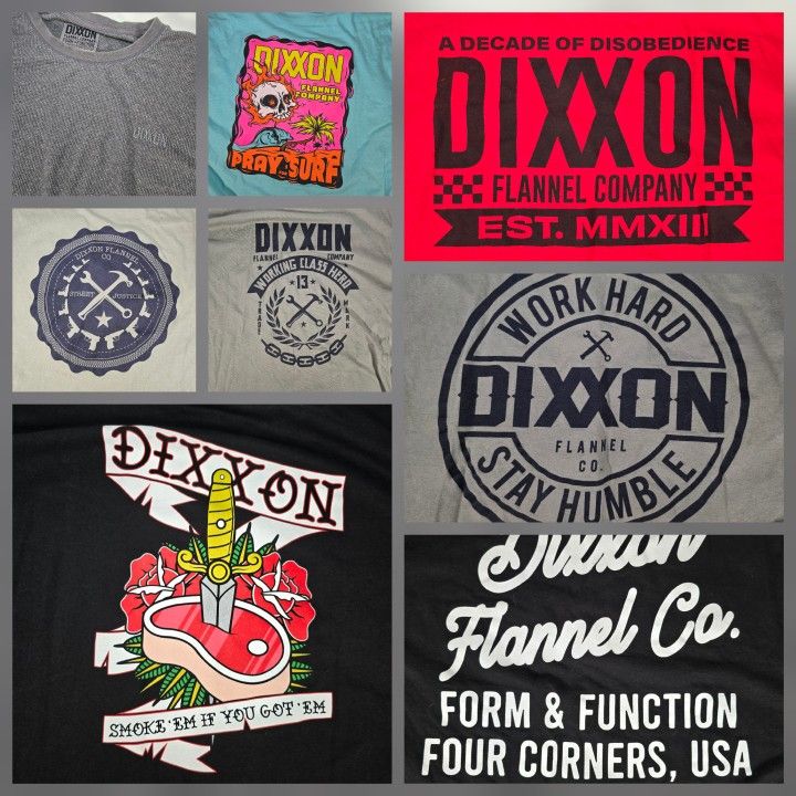 Dixxon Flannel Co Shirts Lot Of 7 3XL T-Shirts And 1 Thermal Long Sleeve