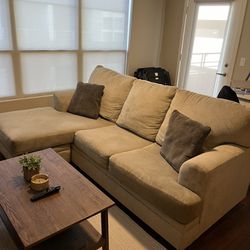 Reversible sofa couch with chaise (tan)