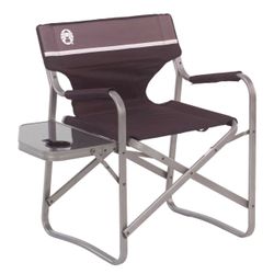 coleman aluminum deck chair with side table