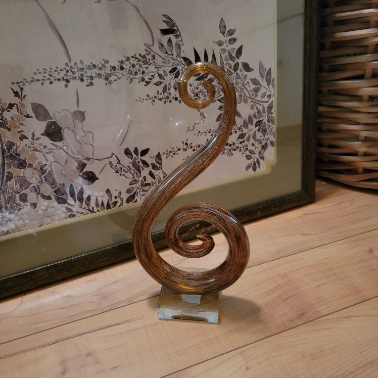 Murano Glassware Art Glass Fused Sculpture Music Treble Clef Note 12.5"