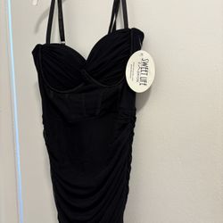 Mini Strap Black Dress Small Size