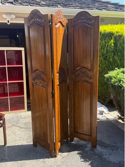 Vintage solid oak French room divider