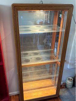 Lighted glass / oak display case