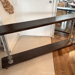 Real Dark Wood Industrial Shelf TV Console