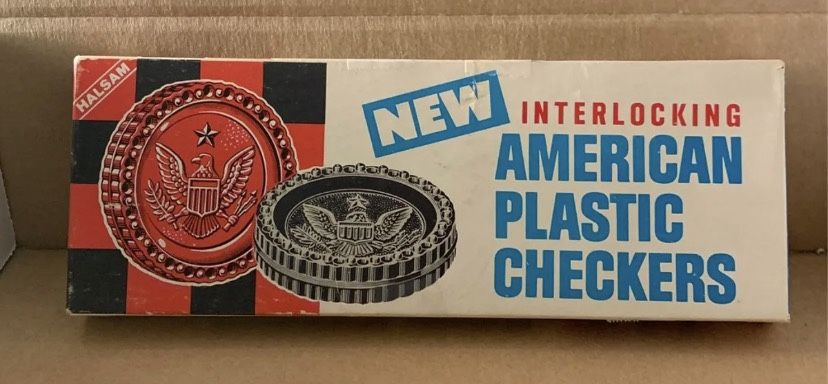 Vintage Halsam Checkers * 24 Interlocking Checkers * New In Box *