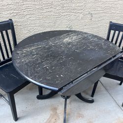 Chippy Solid Black Dining Table & Chairs