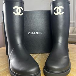 Chanel Black CC Logo Tall Rainboot