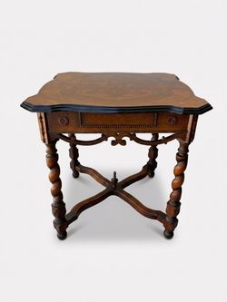 Vintage barley twist burl wood side table