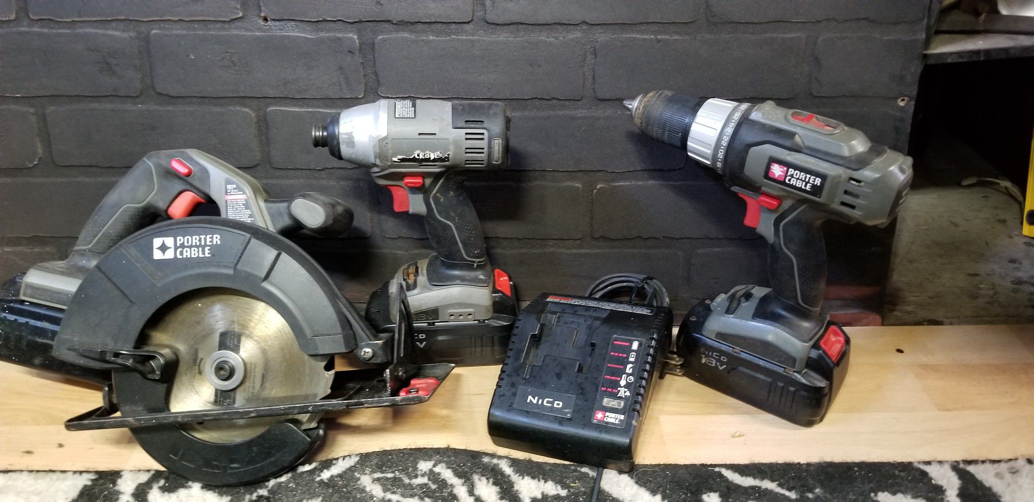 18v Porter Cable .Drill and impact and circular saw.