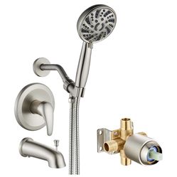 gotonovo Bathroom Shower Head Kit High Pressure Combo System Shower Faucet 6 Modes ABS Handheld Spray Shower Trim Kit Valve Included Shower Head and H