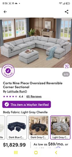 Wayfair 9 seat reversible sectional