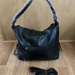 Stylish Hobo Crossbody Shoulder Bag, Vegan Leather Hobo Bag, Black 