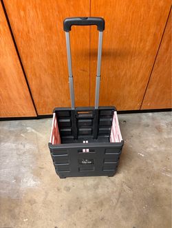 Mesa Folding Rolling Crate Cart with Telescoping Handle
