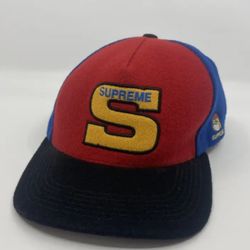 FW15 Supreme Milano Felt 5-panel cap black Blue Red Wool hat Rare 2015 S Logo