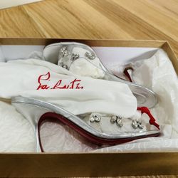 CHRISTIAN LOUBOUTIN - Metallic Leather PVC Sandals - Size 35.5 (US 5.5)