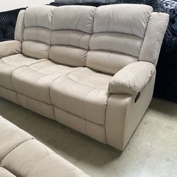 RECLINING SOFA AND LOVE SEAT 4 recliners Beige $999 (msrp $1,699) pick up can deliver