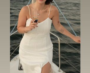 Women White Elegant Pearl Dress