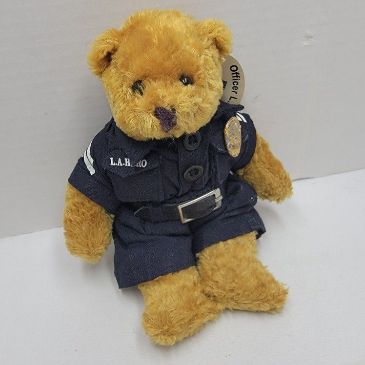 LAPD Los Angeles Police Department Brown Teddy Bear Stuffed Animal Plush Bean 6"