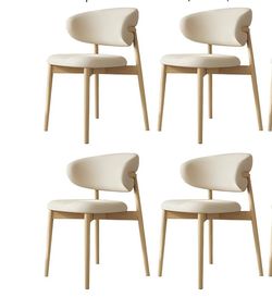 Modern Kitchen Chair, Modern Ash Wood Side Chair Set with Low Back Upholstered Seat (Wood, set 4 new build already