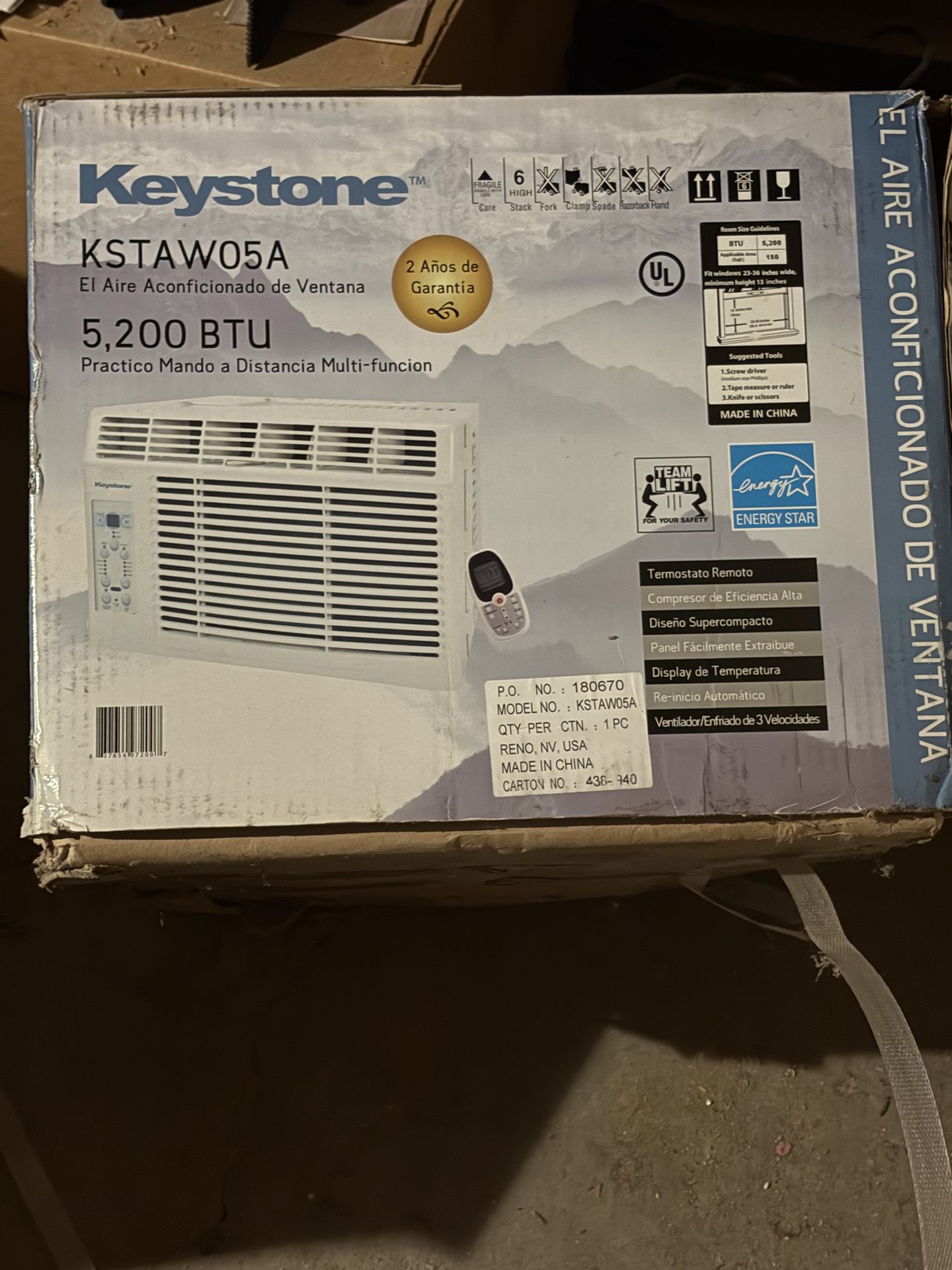 Keystone Air Conditioner 5200 BTU New