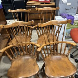 Antique S Bent & Bros Colonial Chairs Set of 4 