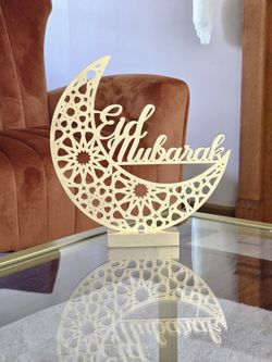 Wooden Eid MUBARAK handmade Table Top Sign