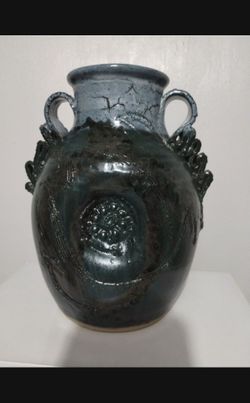 SIGNED POTTERY STUDIO - GLAZE POTTERY VASE 10"×8"