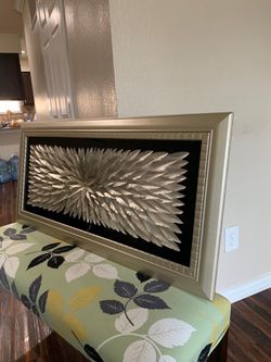 Huge wall decor - gold feathers with black background