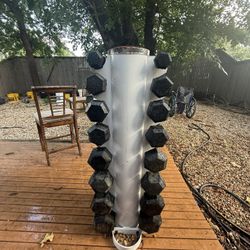 HEX DUMBBELLS 5-40 LBS WITH RACK!!