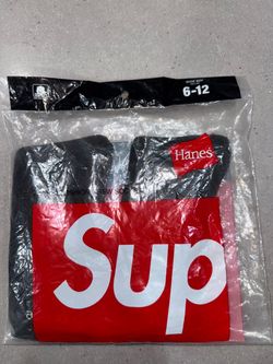 2 pair Supreme x Hanes Crew Socks Black Size 6-12